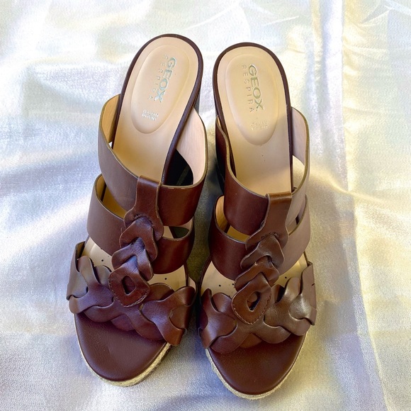 Geox Yulimar Leather Wedge Platform Sandals - Picture 6 of 16